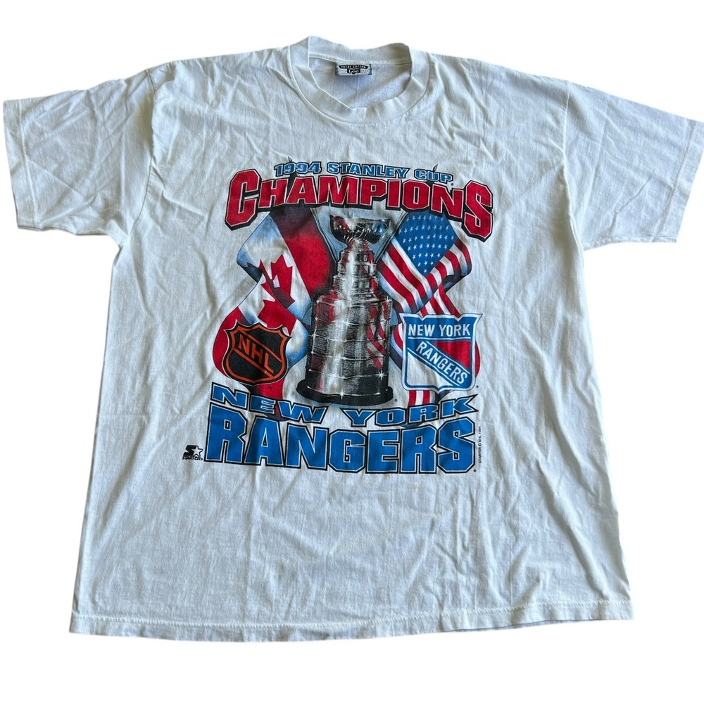 Vintage 1994 New York Rangers T-Shirt Men's XL Short Sleeve Stanley Cup Gray